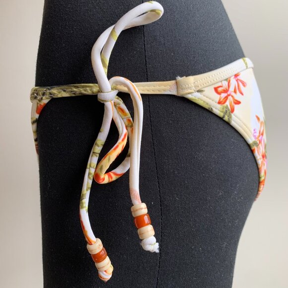 Billabong Surf BLUE CRUSH Vintage bikini natural floral beaded triangle low rise - Picture 4 of 7